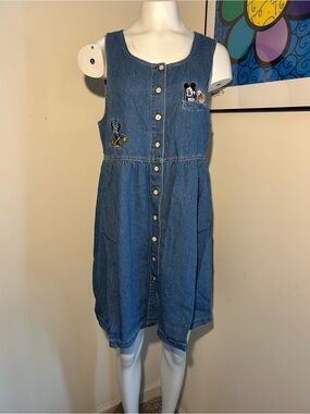 Mickey Unlimited VinDisney Denim Dress with Embroidered Mickey and Minnie Size L